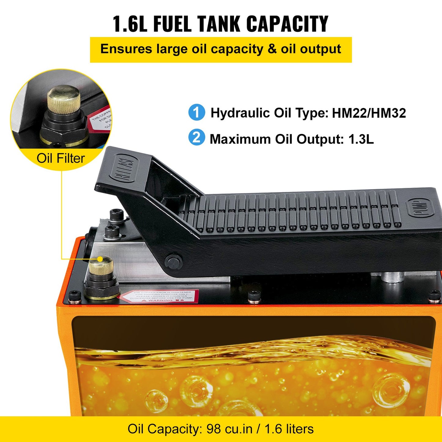10000 PSI hydraulic pump, air foot pump with hose, hydraulic jack pump with air hose for hydraulic frame cylinders (hydraulic pump with hose)