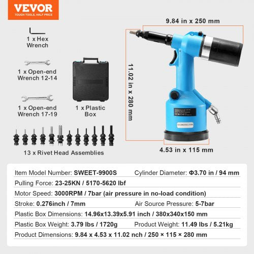 pneumatisk luftnitare Heavy Duty nitpistol verktygssats 13 st nosstycken | EU