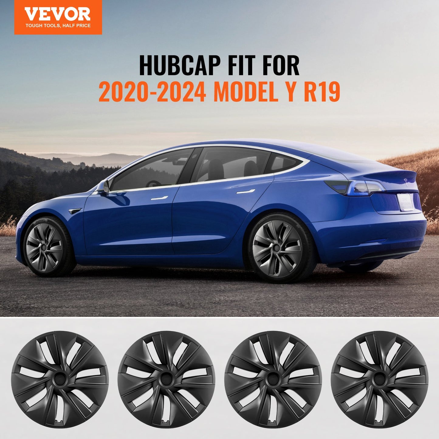 19" hjulfälgskydd för 2020-2023 modell Y navkapsel med ventilmunstyckeshål