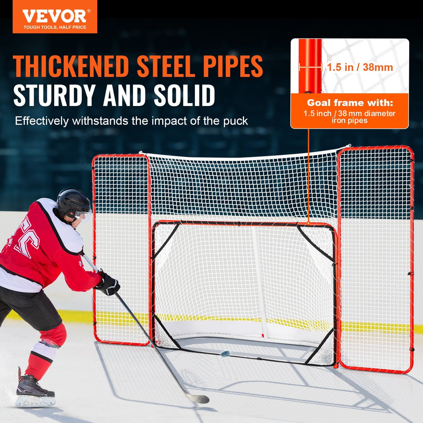 Hockey Goal med Backstop och Targets Street Outdoor Steel Hockey Net 72