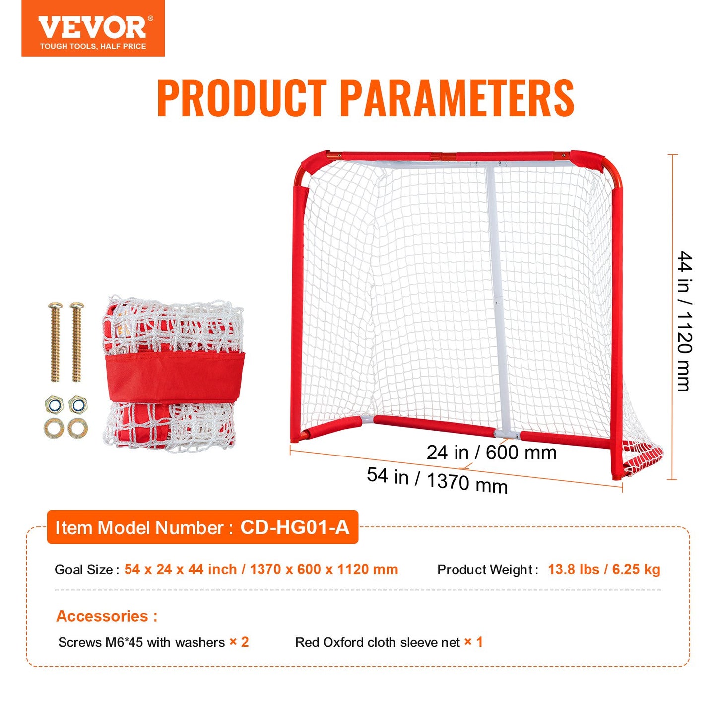 Youth Street Hockey Net Indoor Outdoor Steel Hockey Goal for Kids 54"x44