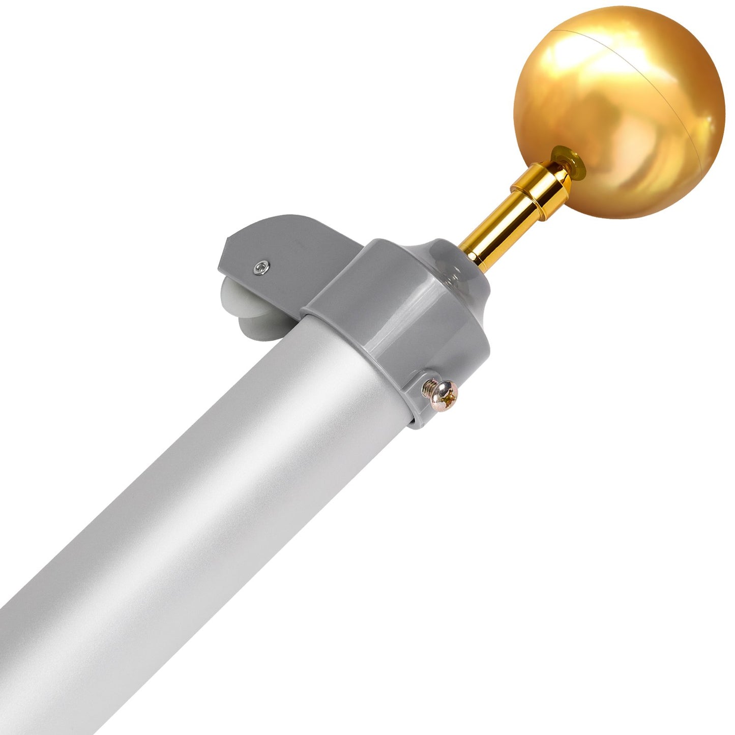 25FT Detachable Flagpole Kit Heavy Duty Aluminum Flagpole German Silver