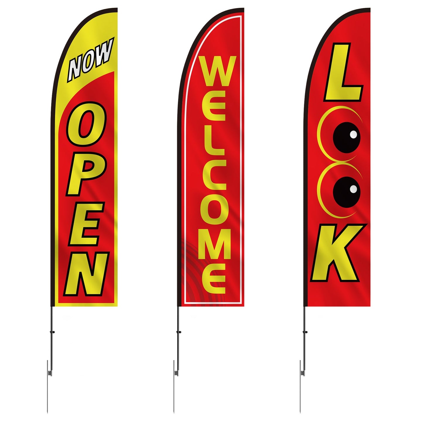 Open Flags for Business Advertising Feather Flag Kit Open Look Välkommen