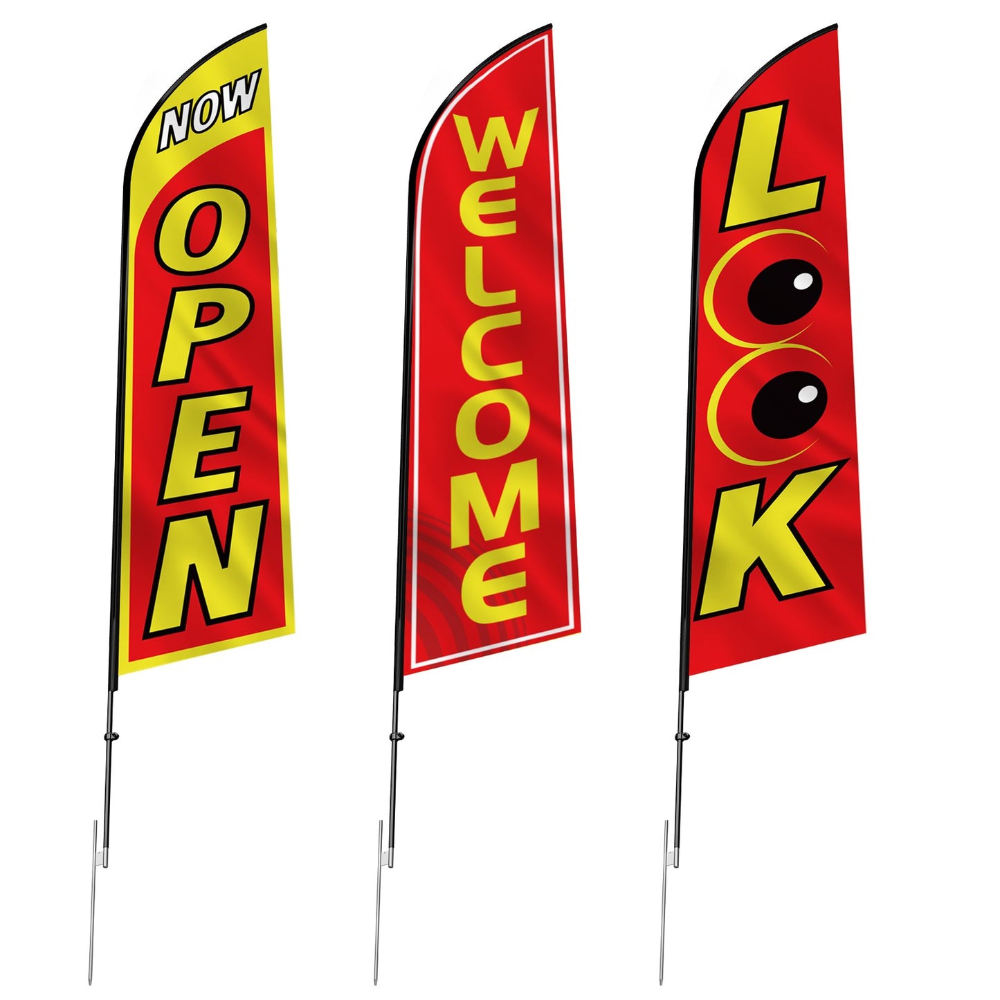 Open Flags for Business Advertising Feather Flag Kit Open Look Välkommen