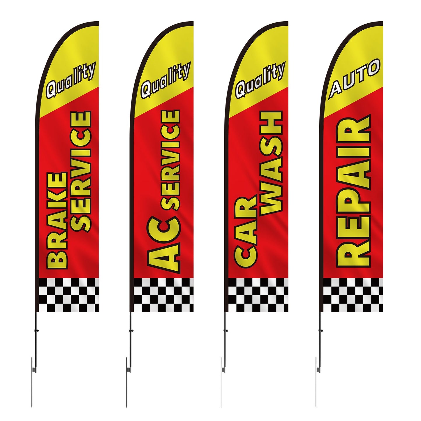 Auto Repair Advertising Feather Flag Kit Swooper Flags and Poles 16,3 FT