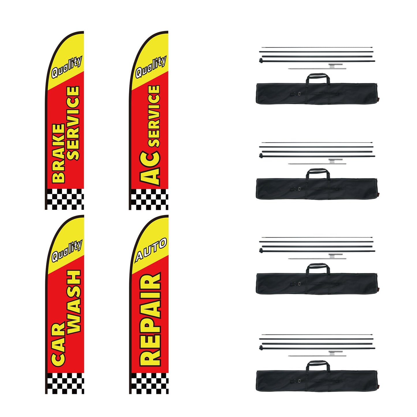 Auto Repair Advertising Feather Flag Kit Swooper Flags and Poles 16,3 FT