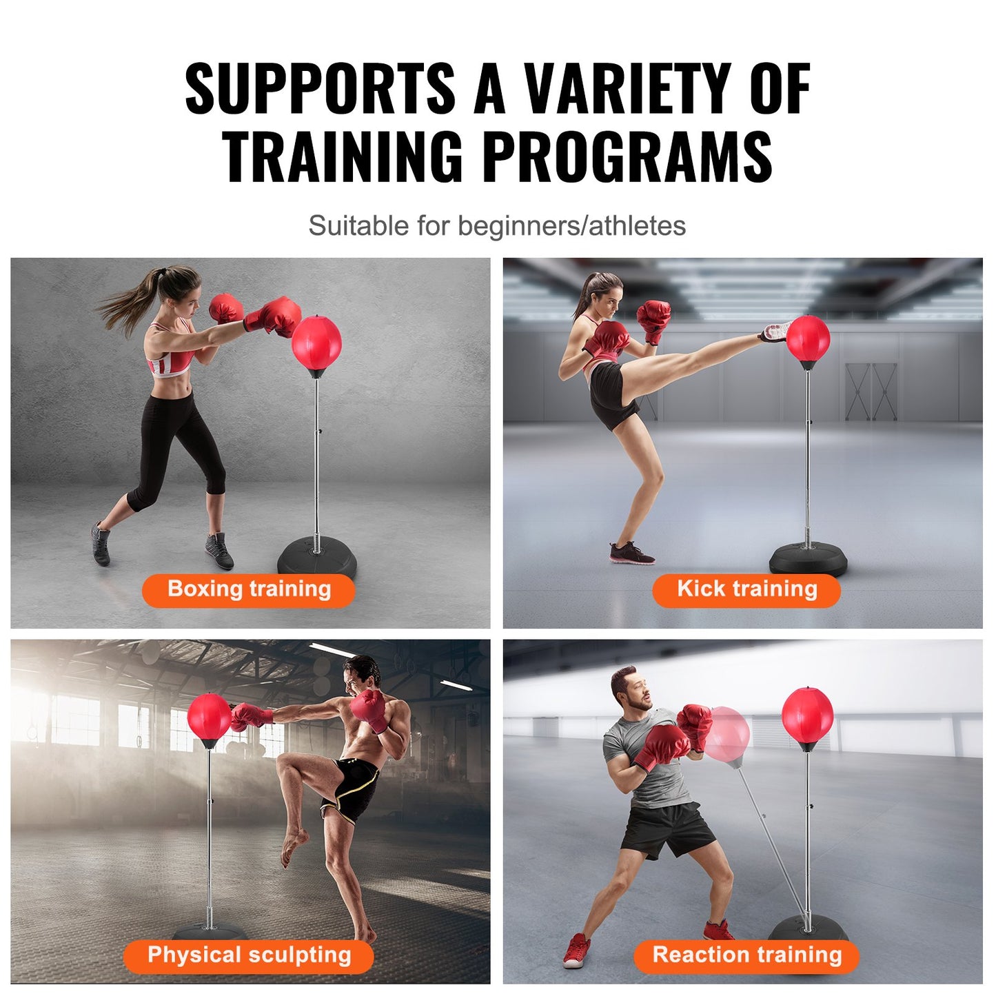 Punching Bag, Reflex Boxing Bag for Kids and Adults, Height Adjustable Free Standing Strike Bag Set with Boxing Gloves and Stand, Workout Speed Bag for Home Gym Training, Stress Relief and Fitness