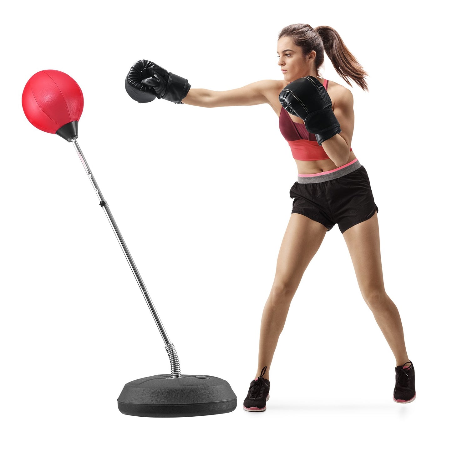 Punching Bag, Reflex Boxing Bag for Kids and Adults, Height Adjustable Free Standing Strike Bag Set with Boxing Gloves and Stand, Workout Speed Bag for Home Gym Training, Stress Relief and Fitness