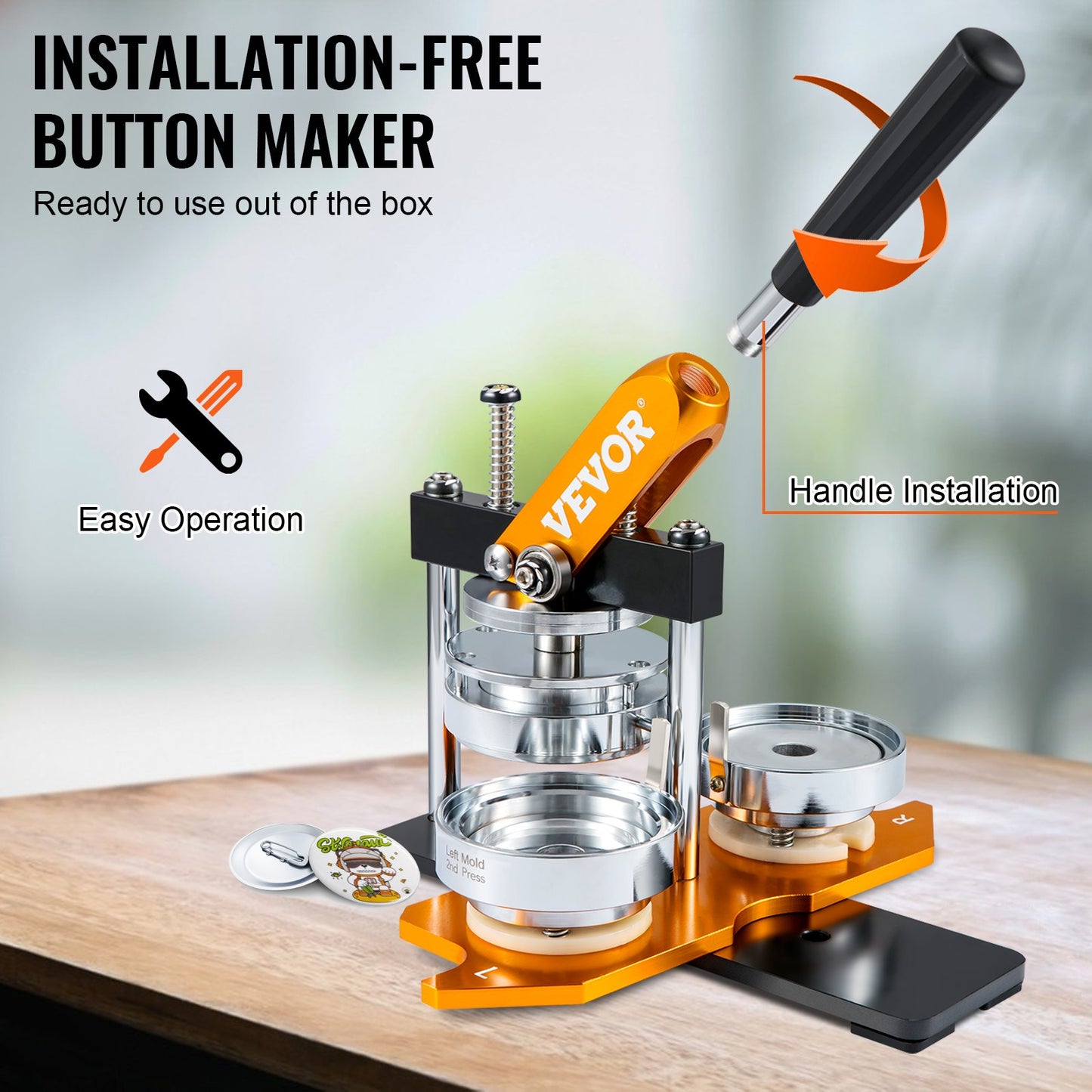 Button Maker Machine, 75mm (3 inch) Badge Punch Press Kit, Kids DIY Gifts Pin Maker, Button Making Accessories with 100pcs Button Parts & Circle Cutter & Magic Book