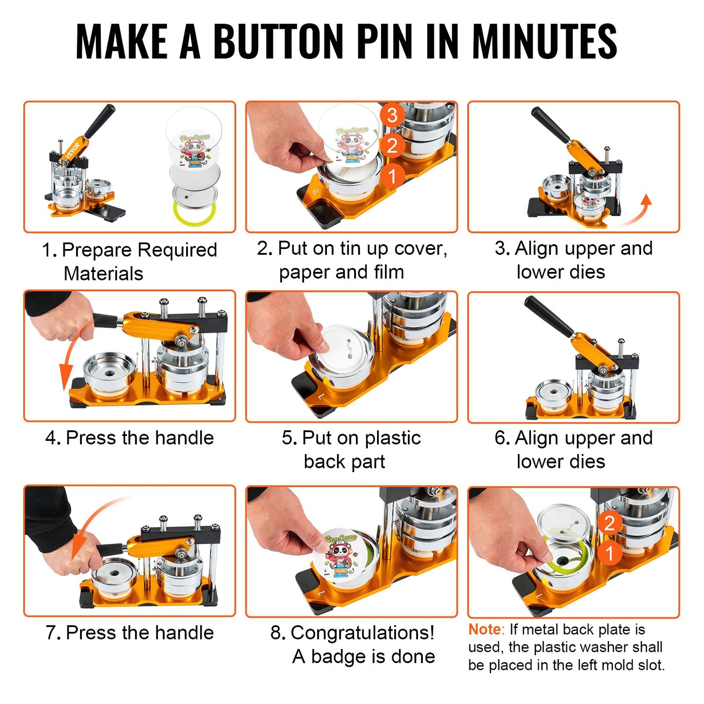 Button Maker Machine, 75mm (3 inch) Badge Punch Press Kit, Kids DIY Gifts Pin Maker, Button Making Accessories with 100pcs Button Parts & Circle Cutter & Magic Book