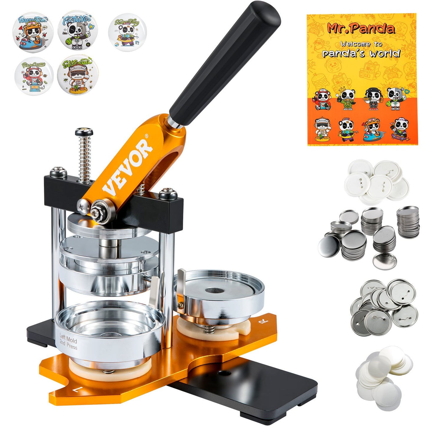Button Maker Machine, 75mm (3 inch) Badge Punch Press Kit, Kids DIY Gifts Pin Maker, Button Making Accessories with 100pcs Button Parts & Circle Cutter & Magic Book