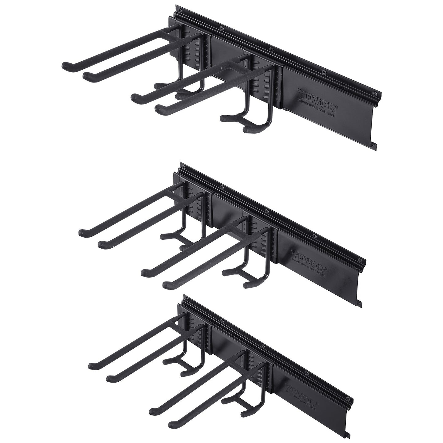 Garage Tool Organizer, 800 lbs Max Load Capacity, Wall Mounted Yard Garden Storage Rack Organization Heavy Duty with 6 Adjustable Hooks and 3 Rails, for Garden Tools, Shovels, Trimmers and Hoses