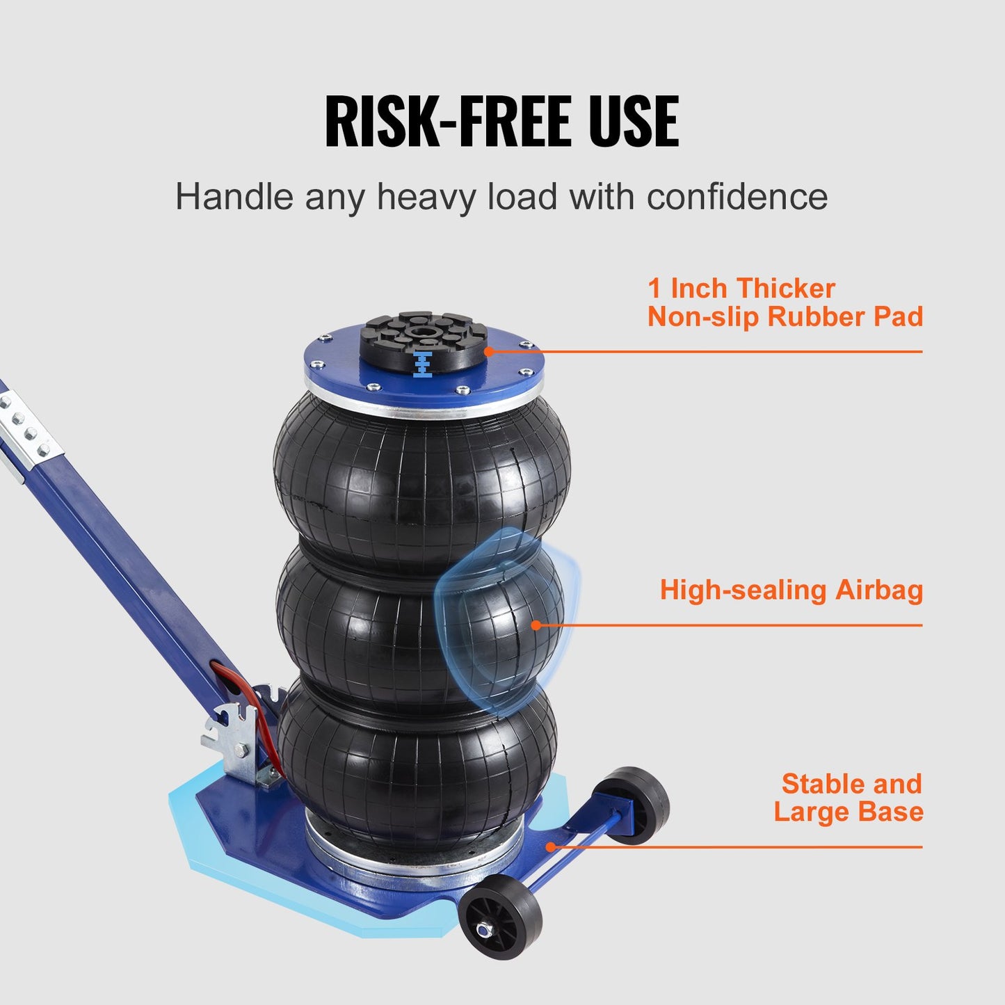 Air Jack, 3 Ton/6600 lbs Triple Bag Air Jack, Airbag Jack with Six Steel Tubes, Lifts Up to 17.7", 3-5s Quick Lifting Pneumatic Jack, with Adjustable Long Handles for Cars, Garage, Repair (Blue)