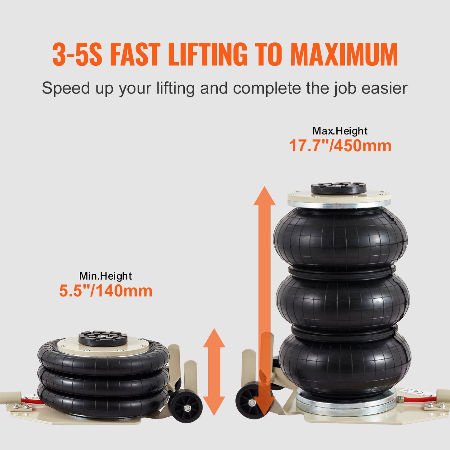 Triple Bag Air Jack 3 Ton/6600 lbs Pneumatic Jack for Car SUV Lift