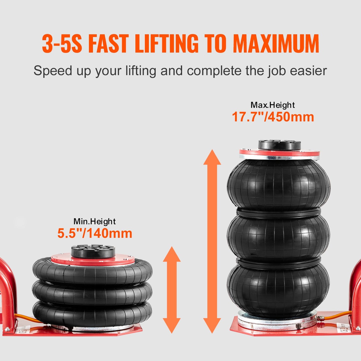 Triple Bag Air Jack 3 Ton/6600 lbs pneumatiskt uttag för bil-SUV-lyft