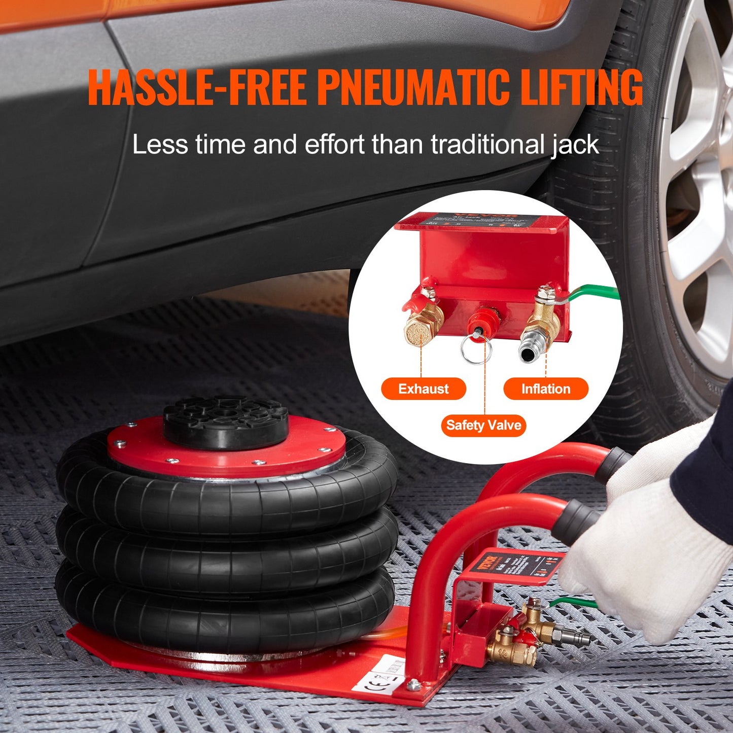 Triple Bag Air Jack 3 Ton/6600 lbs pneumatiskt uttag för bil-SUV-lyft