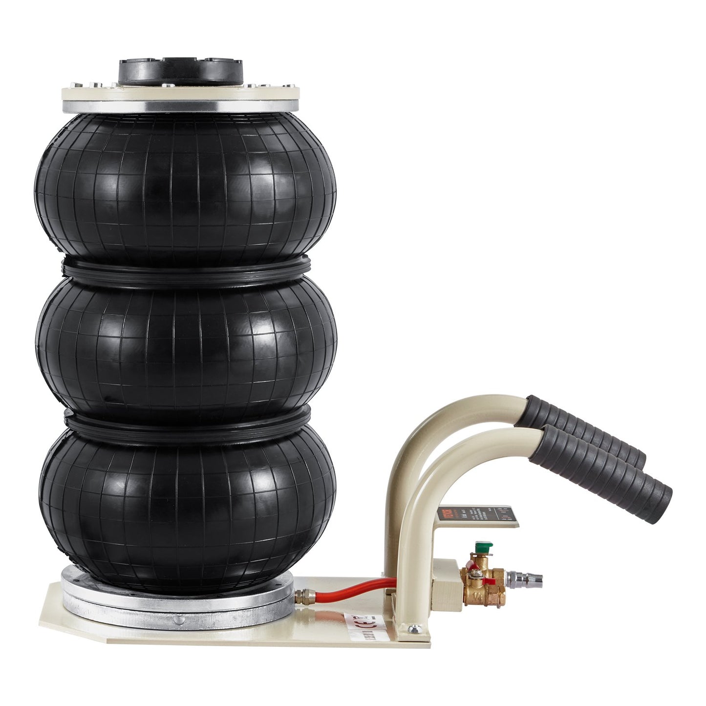 Air Jack, 3 Ton/6600 lbs Triple Bag Air Jack, Airbag Jack med sex stålrör, lyft upp till 17,7 tum/450 mm, 3-5 s snabblyftande pneumatisk domkraft, med sidohandtag för bil, garage, reparation (vit )