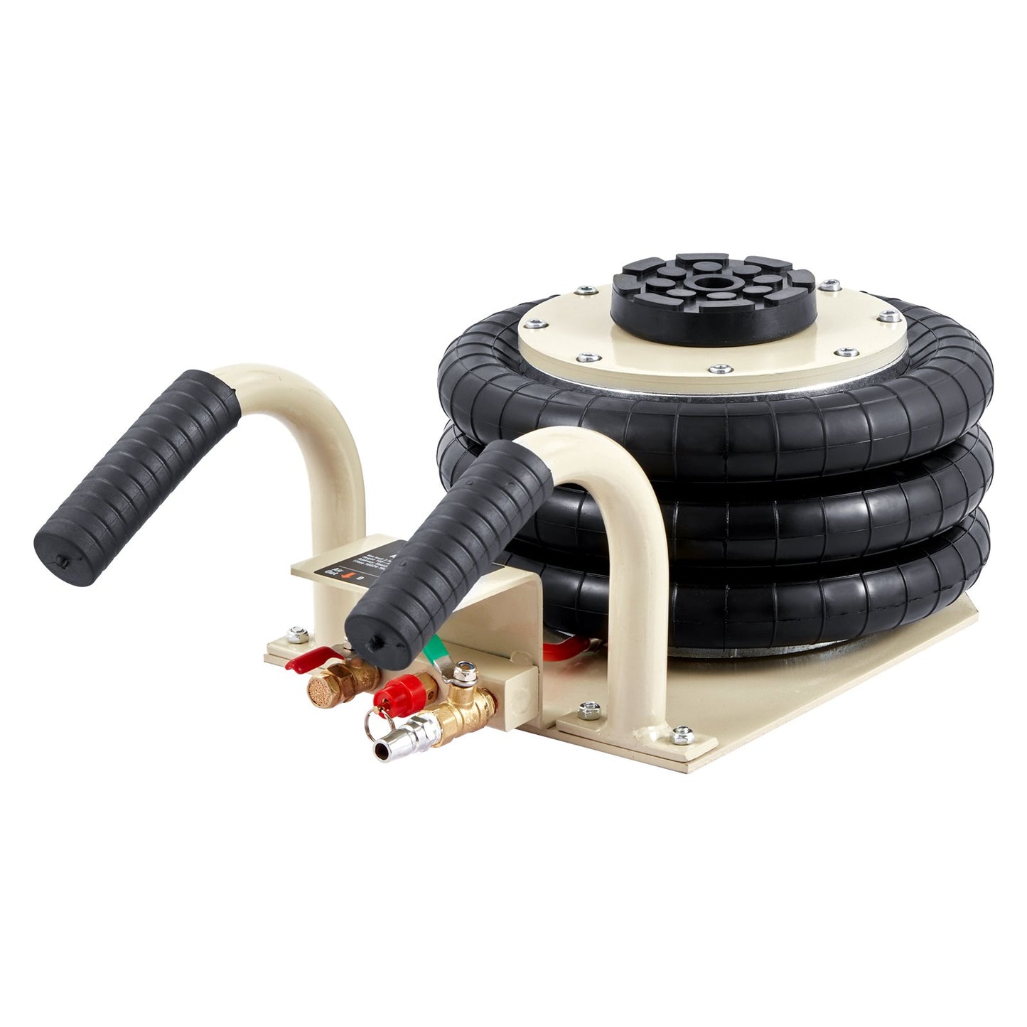 Air Jack, 3 Ton/6600 lbs Triple Bag Air Jack, Airbag Jack med sex stålrör, lyft upp till 17,7 tum/450 mm, 3-5 s snabblyftande pneumatisk domkraft, med sidohandtag för bil, garage, reparation (vit )