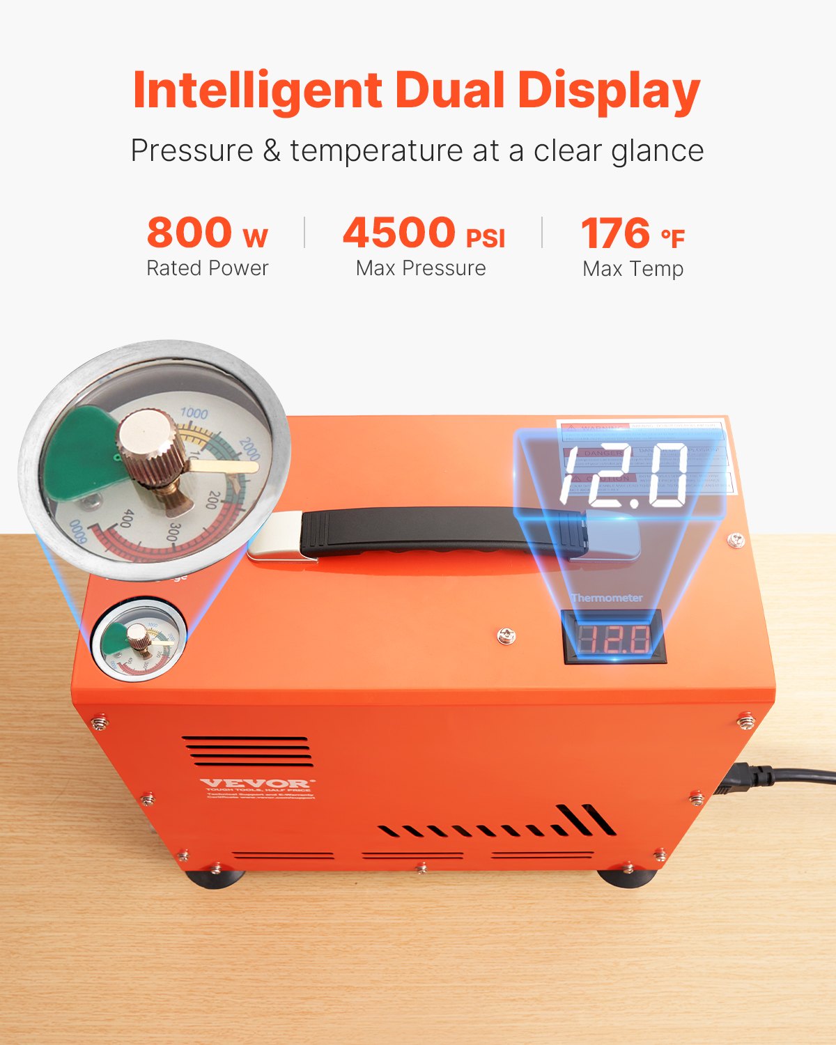 PCP-Luftkompressor, 800 W, Doppelzylinder, PCP-Luftpistolenkompressor, 4500 PSI/30 MPa