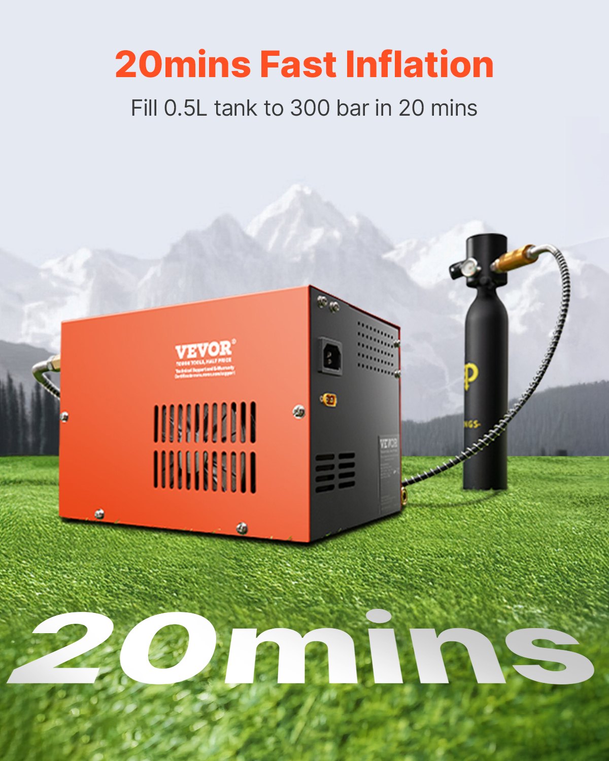 PCP Air Compressor 4500PSI PCP Airgun Compressor with Built-in Converter
