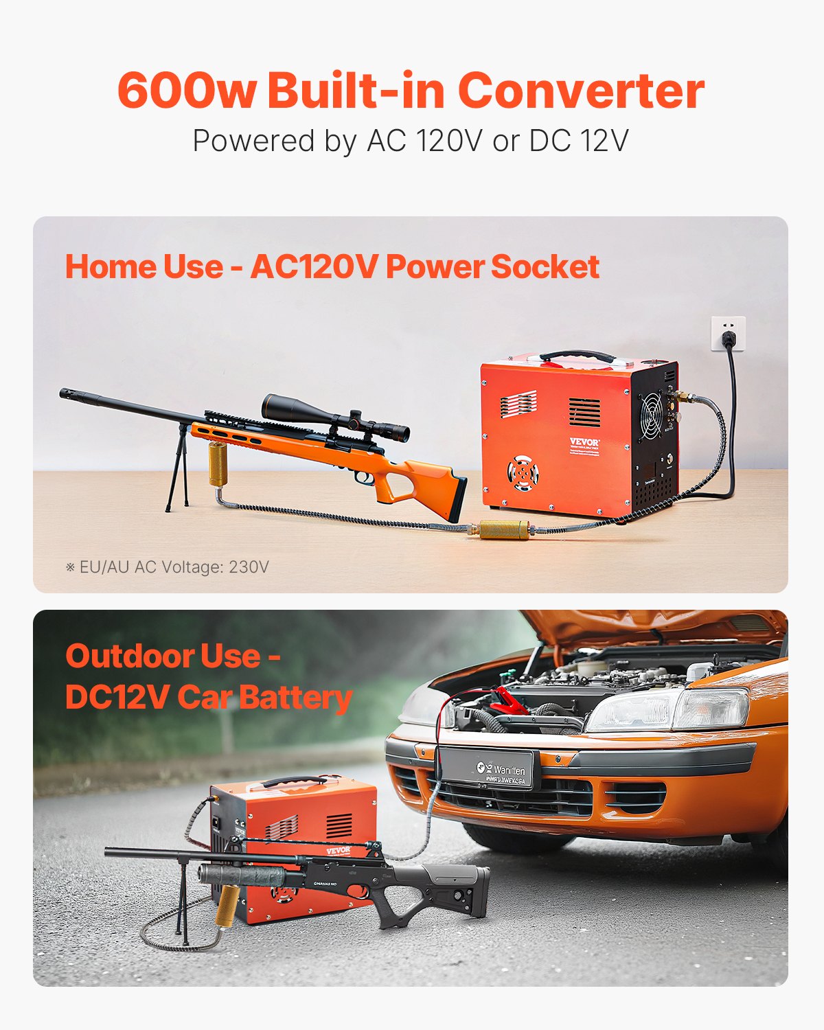 PCP Air Compressor 4500PSI PCP Airgun Compressor with Built-in Converter