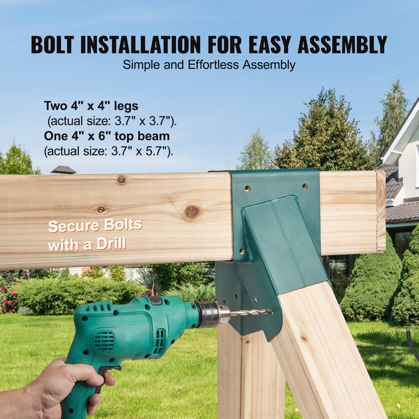A-Frame mellangungsatsfästen, kraftigt gungsats i kolstål med monteringsverktyg, DIY gungsats för gungsats för 101,6x101,6 mm ben & 101,6x152,4 mm balk, grön 2 st.