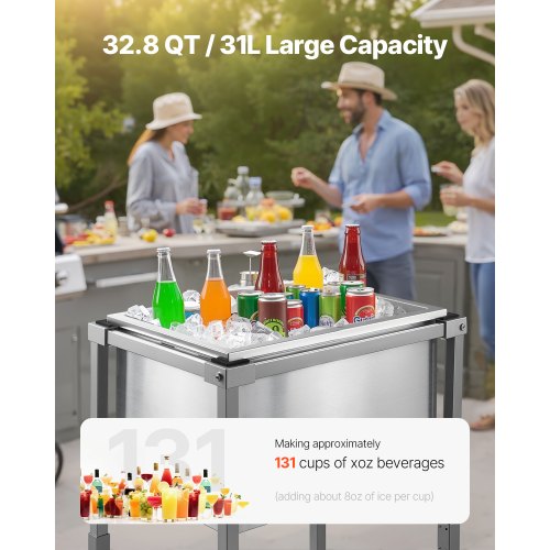 31L rolling cooler for outdoor use, standing ice box on wheels | EU