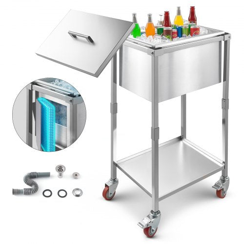 31L rolling cooler for outdoor use, standing ice box on wheels | EU