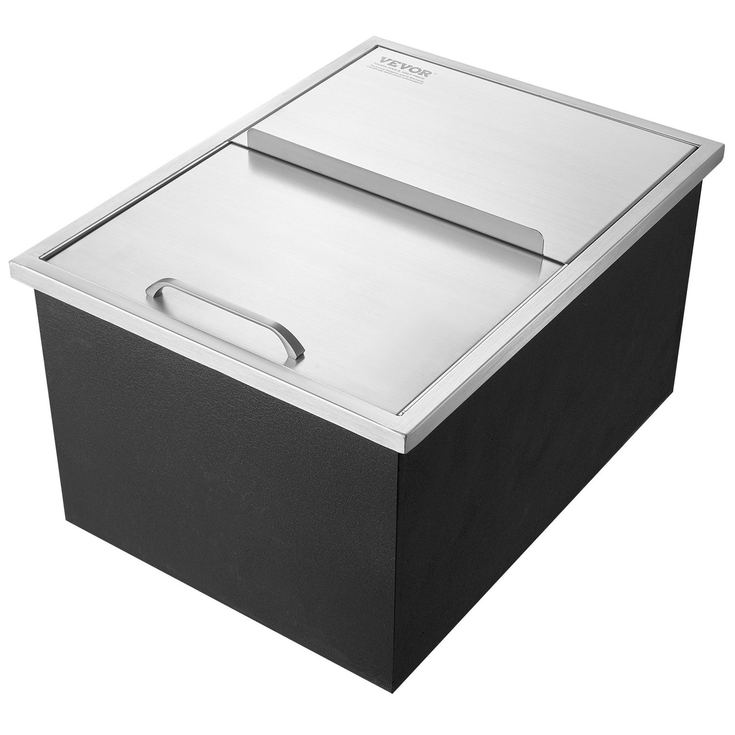 Drop in Ice Chest, 24"L x 18"W x 13"H Stainless Steel Ice Cooler, Commercial Ice Container with Sliding Lid, 40.9 qt Outdoor Kitchen Ice Bar, Drain Pipe and Drain Plug Included, for Cold Wine Beer