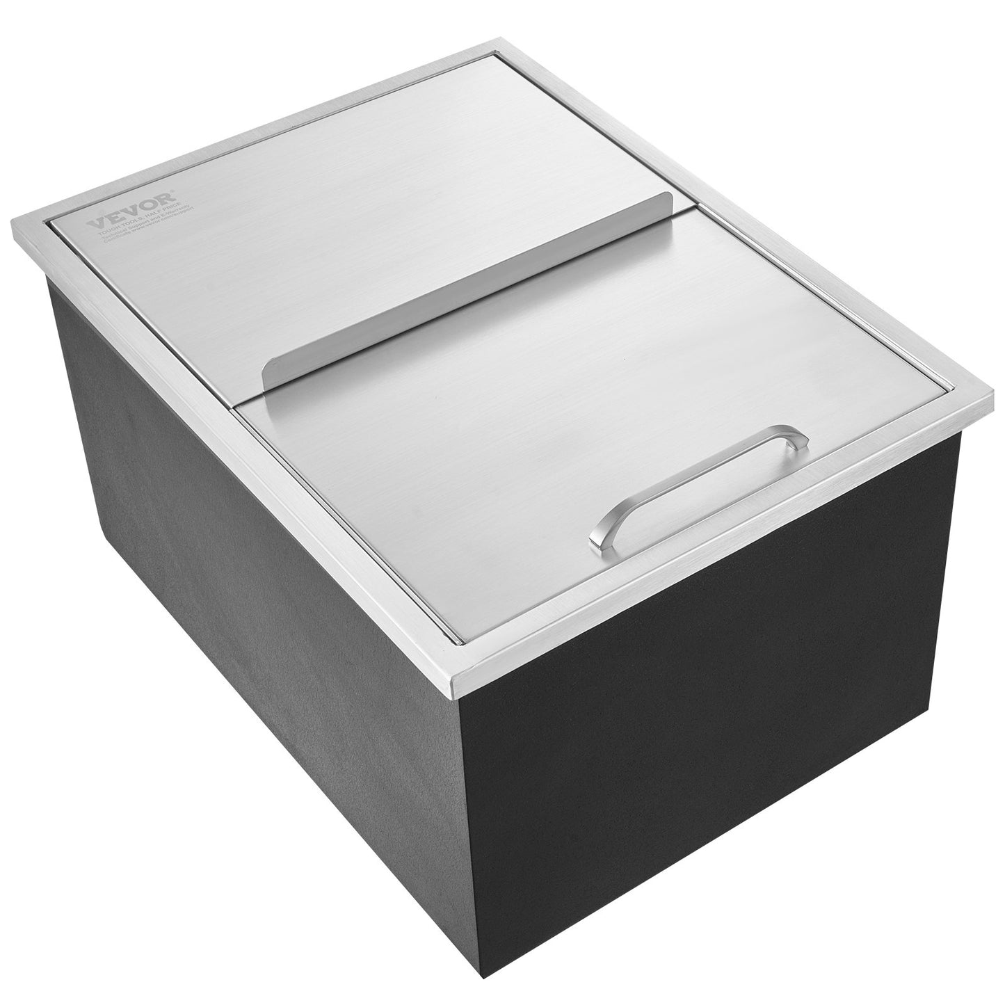 Drop in Ice Chest, 24"L x 18"W x 13"H Stainless Steel Ice Cooler, Commercial Ice Container with Sliding Lid, 40.9 qt Outdoor Kitchen Ice Bar, Drain Pipe and Drain Plug Included, for Cold Wine Beer