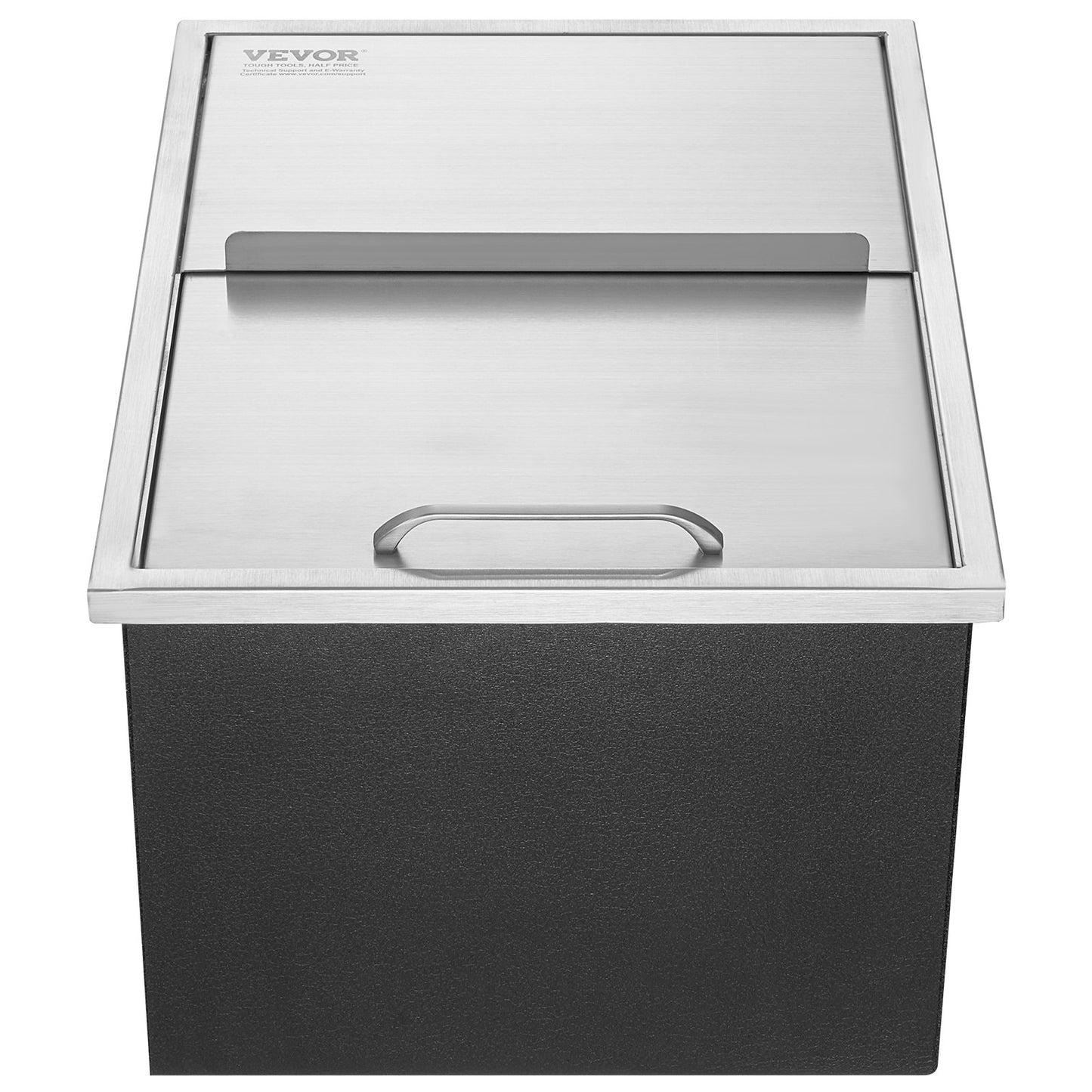 Drop in Ice Chest, 24"L x 18"W x 13"H Stainless Steel Ice Cooler, Commercial Ice Container with Sliding Lid, 40.9 qt Outdoor Kitchen Ice Bar, Drain Pipe and Drain Plug Included, for Cold Wine Beer