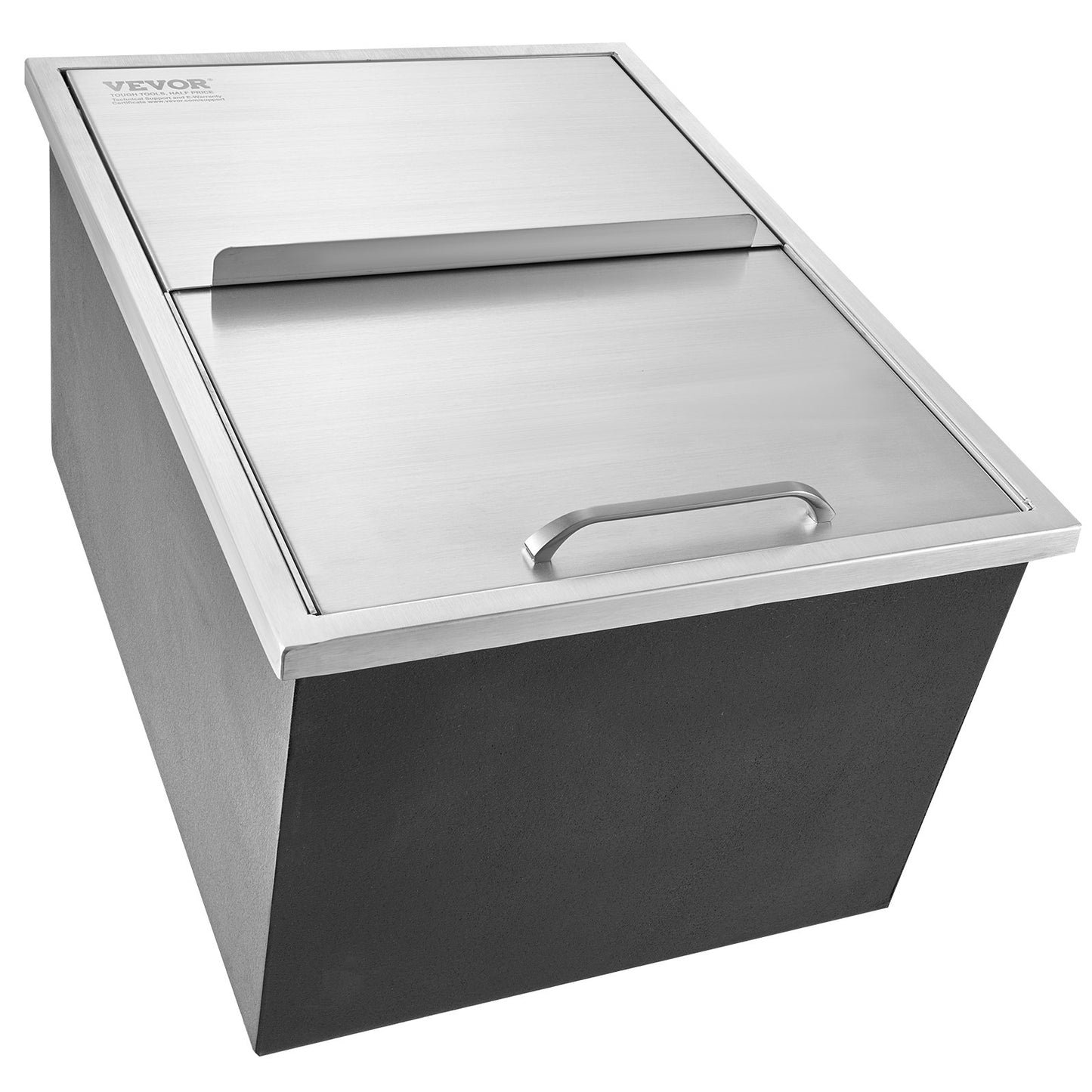 Drop in Ice Chest, 24"L x 18"W x 13"H Stainless Steel Ice Cooler, Commercial Ice Container with Sliding Lid, 40.9 qt Outdoor Kitchen Ice Bar, Drain Pipe and Drain Plug Included, for Cold Wine Beer