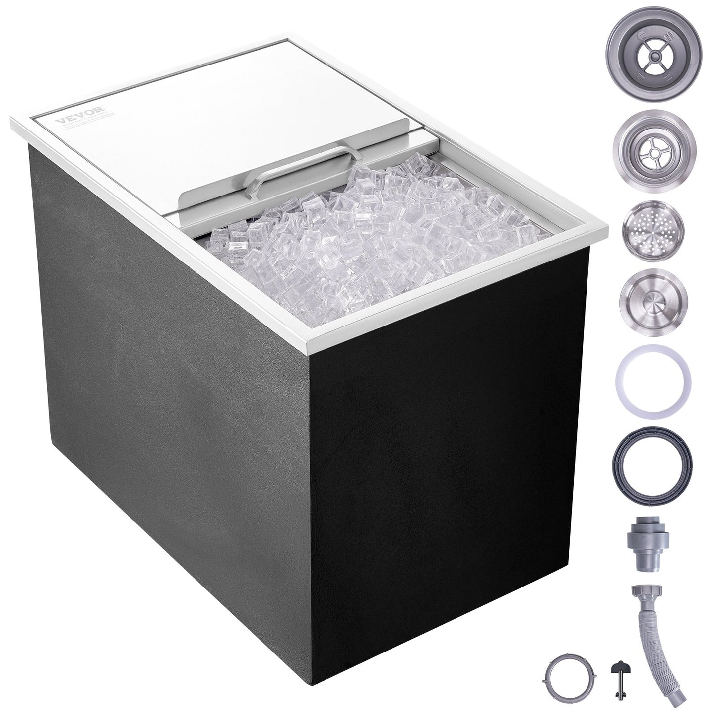 27"x18"x21" Drop in Ice Chest Ice Cooler Ice Bin Rostfritt stål med lock