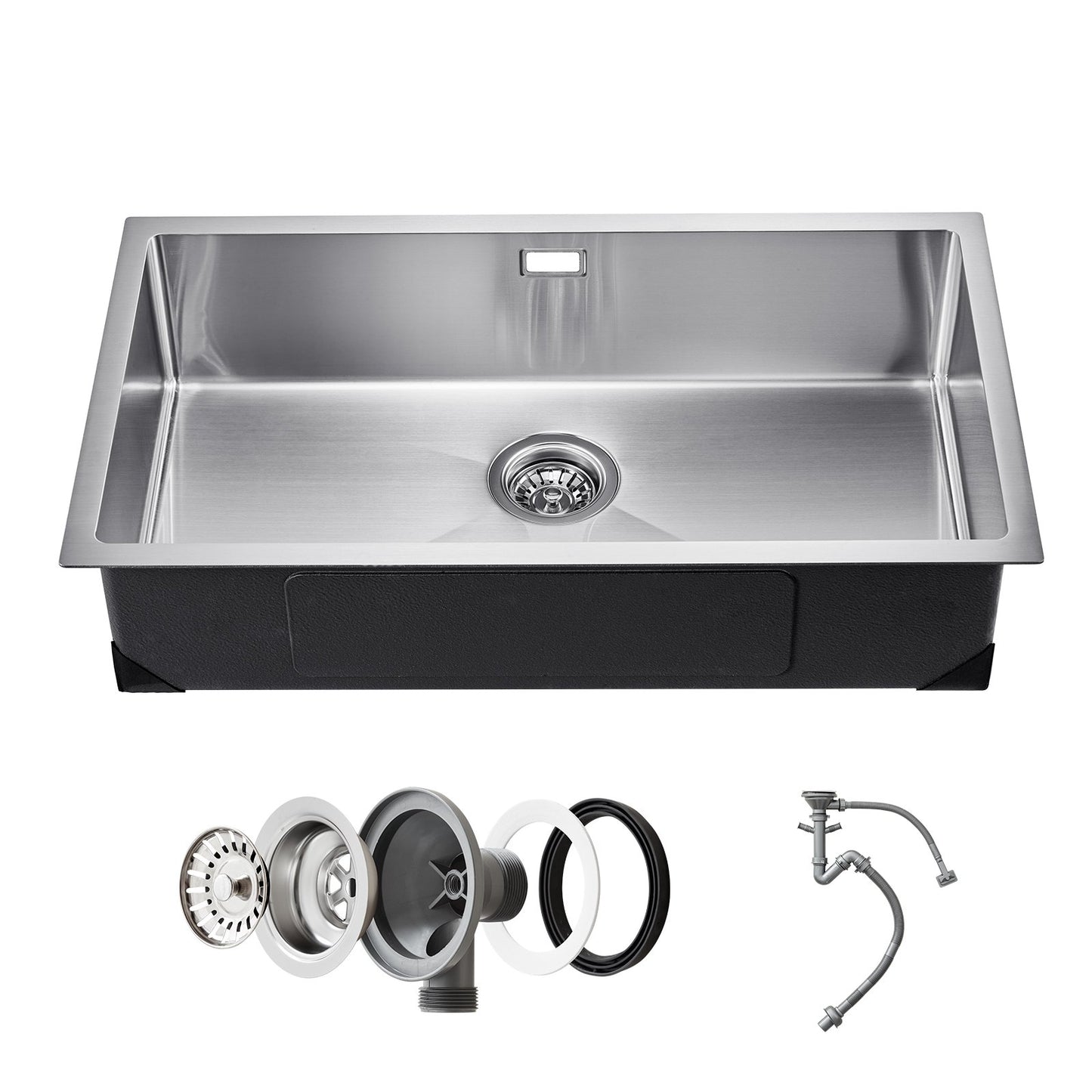 76cm Diskbänk Undermonterad Enkelskål Drop-In Basin Rostfri stålstång