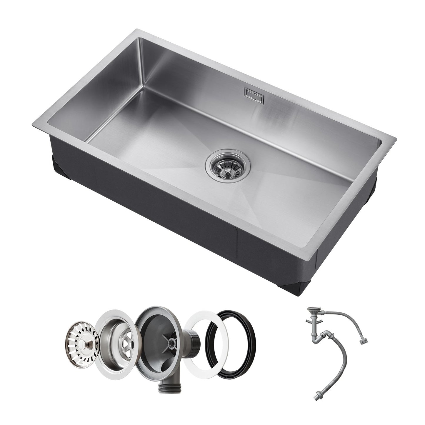 76cm Diskbänk Undermonterad Enkelskål Drop-In Basin Rostfri stålstång