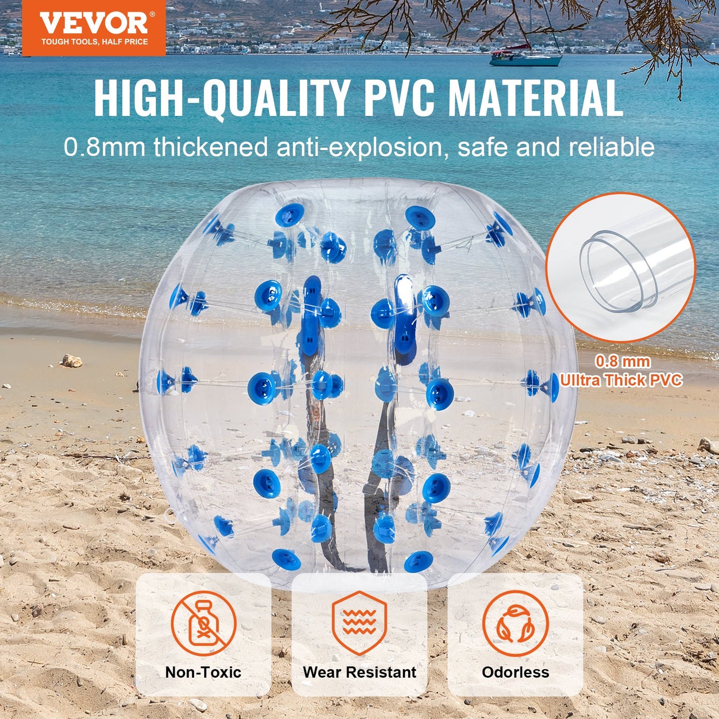 Aufblasbarer Bumper Ball, 1er-Pack, 1,2 m Body Sumo Zorb Balls für Teenager, 0,8 mm dicke PVC-Bubble-Bälle für menschliche Hamster für Teamspiele im Freien, Bumper Bopper-Spielzeug für Garten, Hof, Park