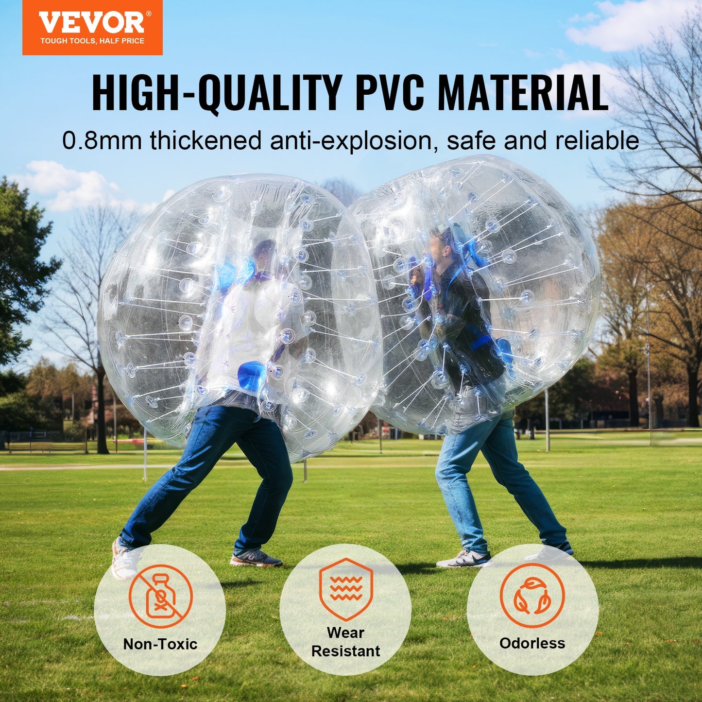 Inflatable Bumper Balls 2-Pack, 4FT/1.2M Body Sumo Zorb Balls for Teen, 0.8mm Thick PVC Human Hamster Bubble Balls for Outdoor Team Play Games, Bumper Bopper Toys for Garden, Yard, Park