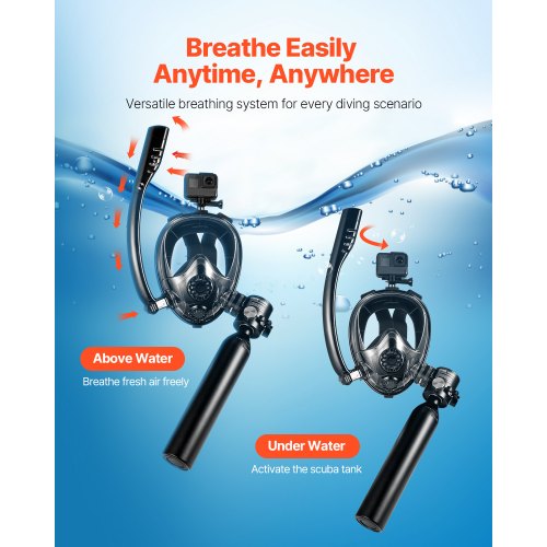 0,5 L Scuba Tank 32,81 ft Dykdjup Lungtank Kit med snorkelmask | EU