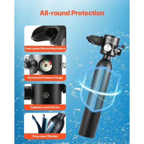 0,5 L Scuba Tank 98,43 ft Dykdjup Lungtank Kit för utforskning | EU