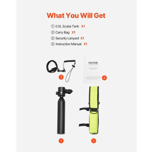 0,5 L Scuba Tank 98,43 ft Dykdjup Lungtank Kit för utforskning | EU