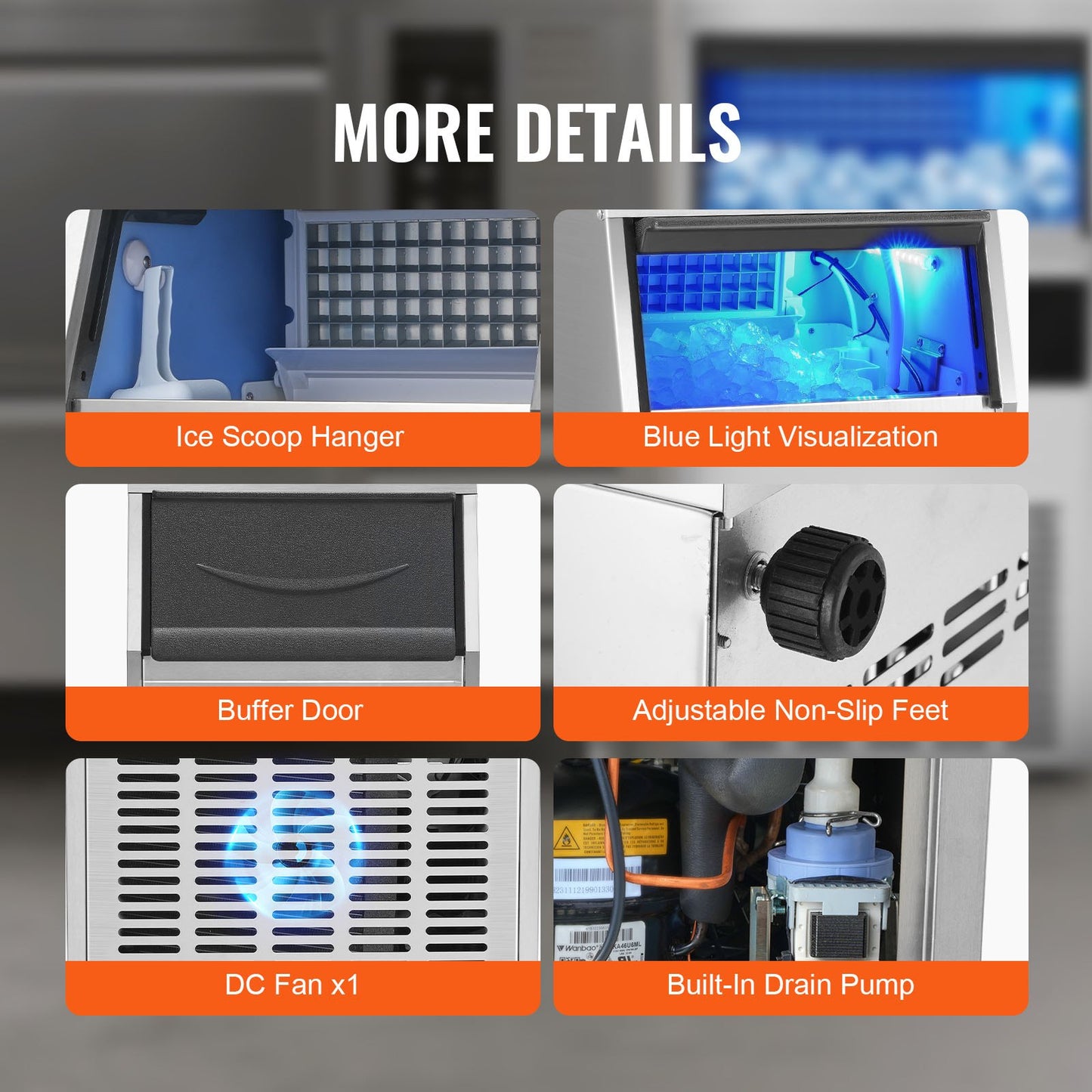 Commercial Ice Maker Freestanding Cabinet Machine 130lbs/24H 60 Ice Cubes