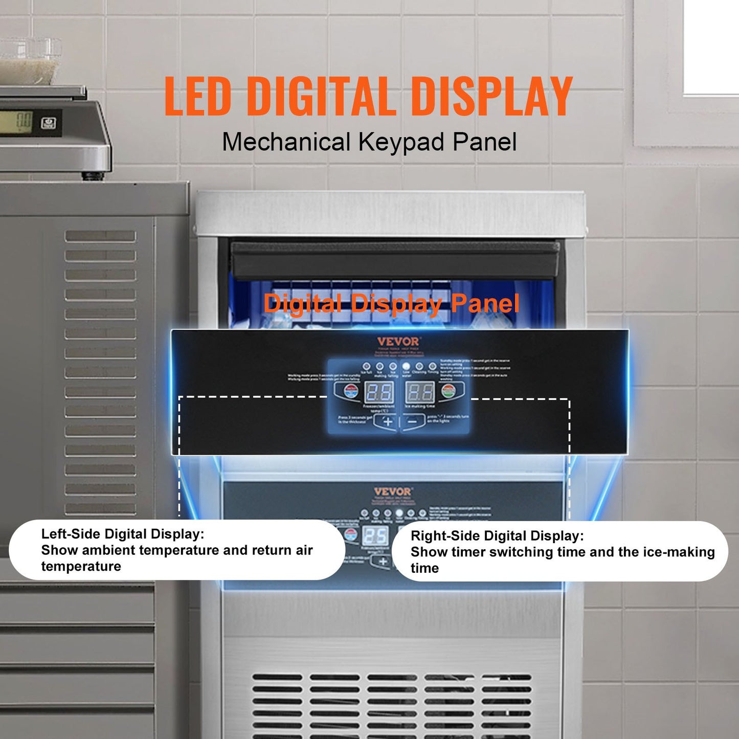 Commercial Ice Machine Freestanding Cabinet Machine 80lbs/24H 40 Ice Cubes