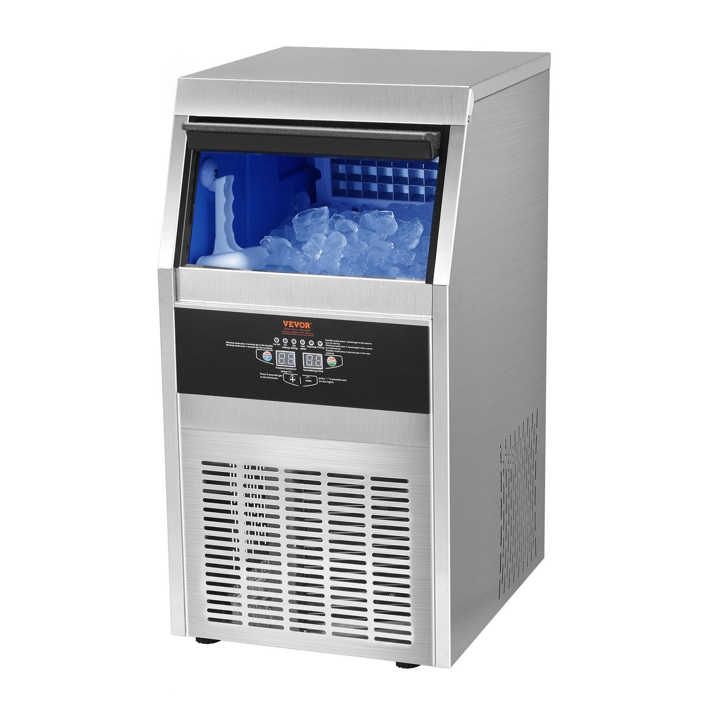 Commercial Ice Machine Freestanding Cabinet Machine 80lbs/24H 40 Ice Cubes