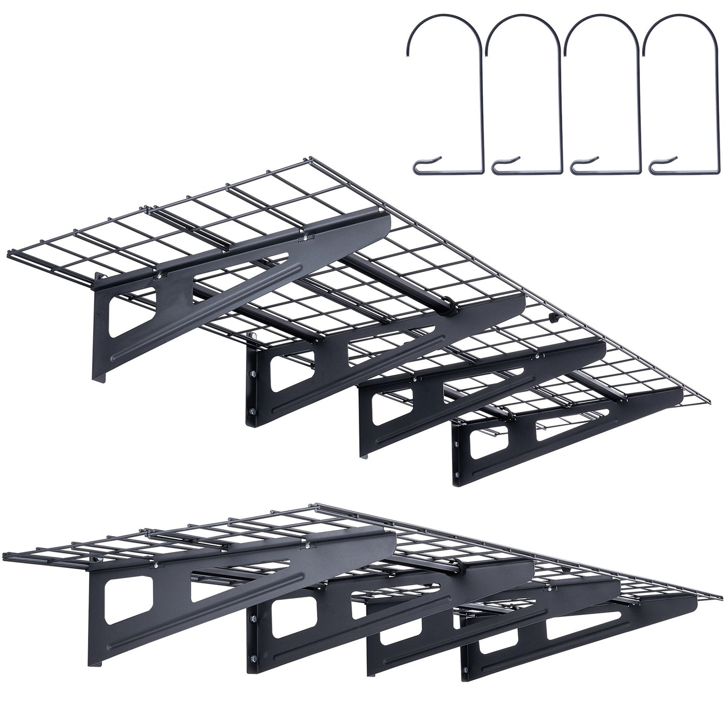 Garageförvaringshyllor, 2-pack, 6 x 2 fot Heavy Duty Garagehyllor Väggmonterade, 1000 lbs Lastkapacitet (totalt) Garageförvaringsställ Flytande hyllor, lämplig för butik, bod, garageförvaring
