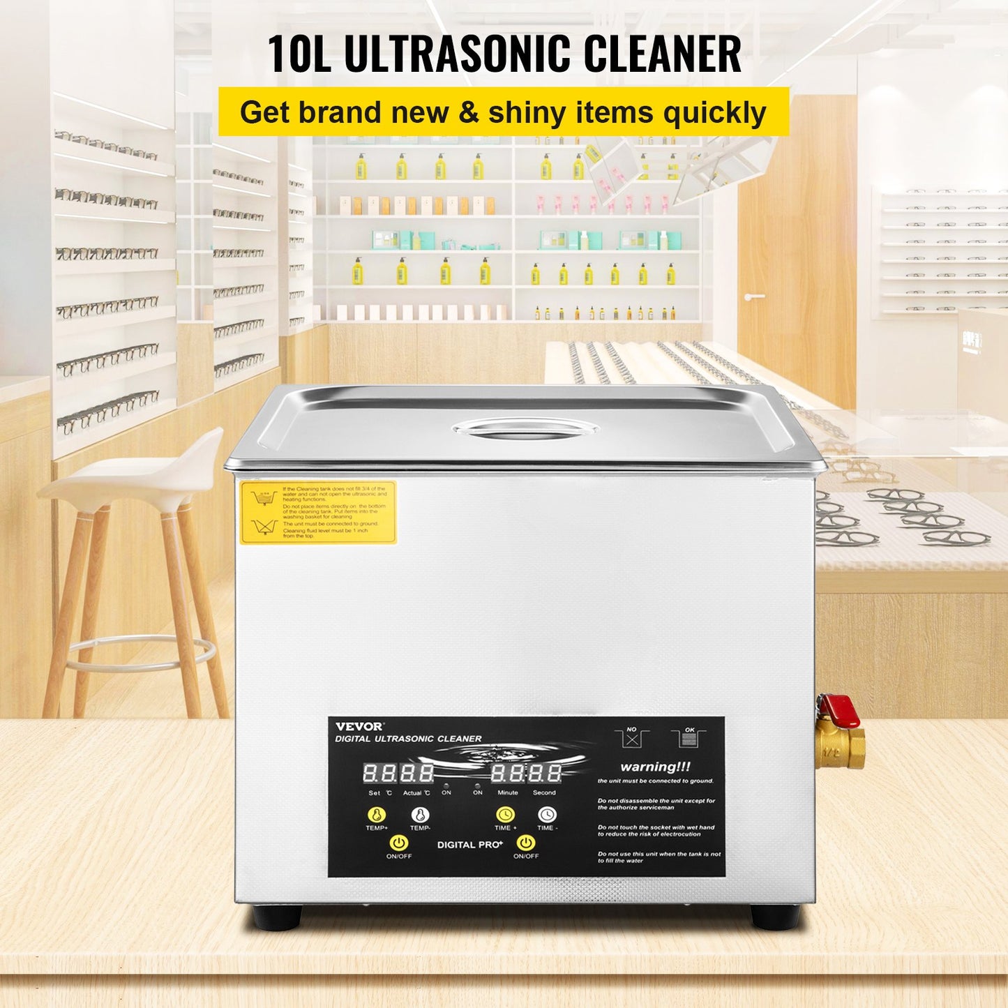 10L Digital Ultrasonic Cleaner Heater Timer Smycken Glasögonrengöring