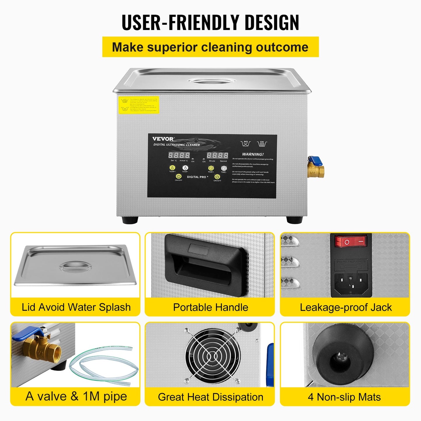 15L Digital Ultrasonic Cleaner Heater Timer 600W 40KHz rengöringsmaskin