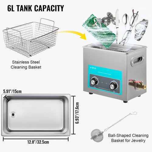 Ultrasonic Jewelry Cleaner with Heat Timer for Cleaning Eyeglass Rings | EU