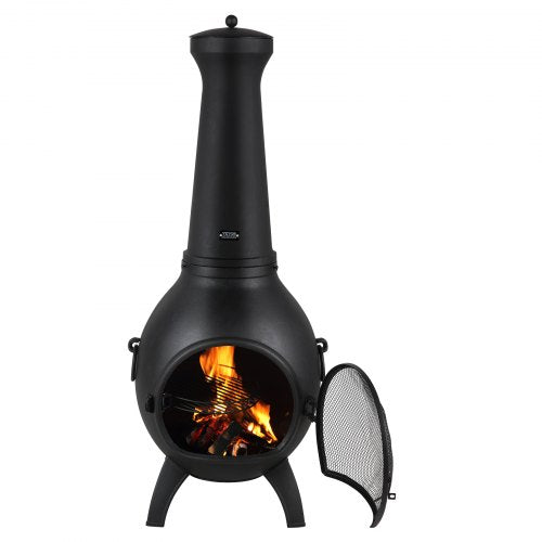 18 tums Chiminea vedeldad eldstad för utomhusbruk med grillnät och skorstensbeklädnad