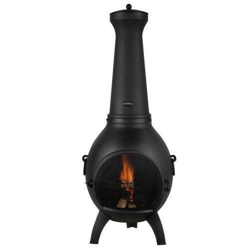 18 tums Chiminea vedeldad eldstad för utomhusbruk med grillnät och skorstensbeklädnad