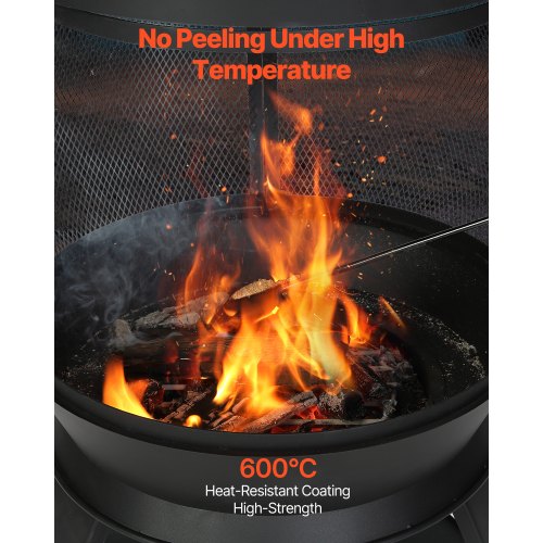 22 inch Chiminea outdoor iron fireplace with grill grate and chimney liner | EU